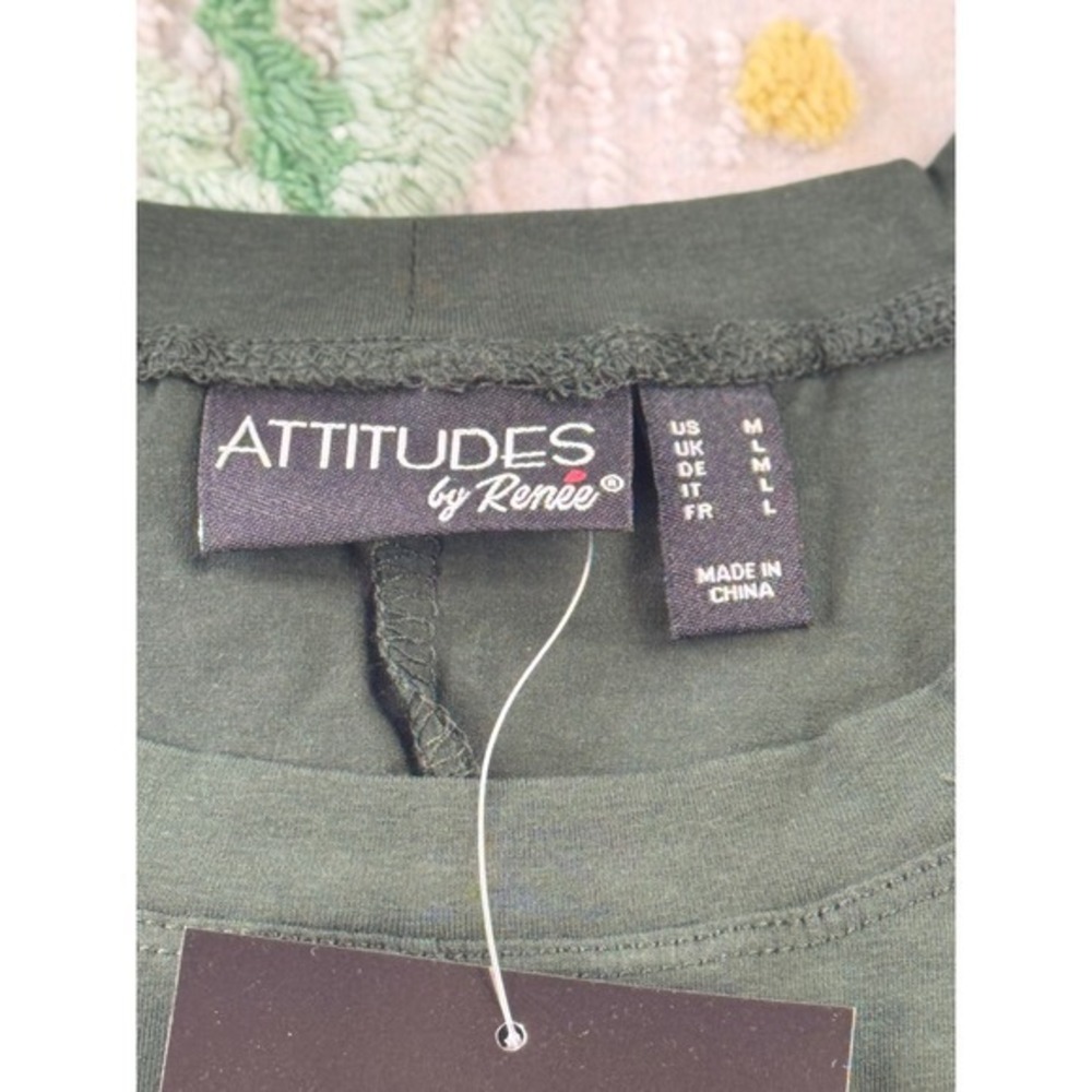 Attitudes by Renee Green Long Sleeve Raglan Top Tiered Hem NWT Size Medium - Picture 6 of 9